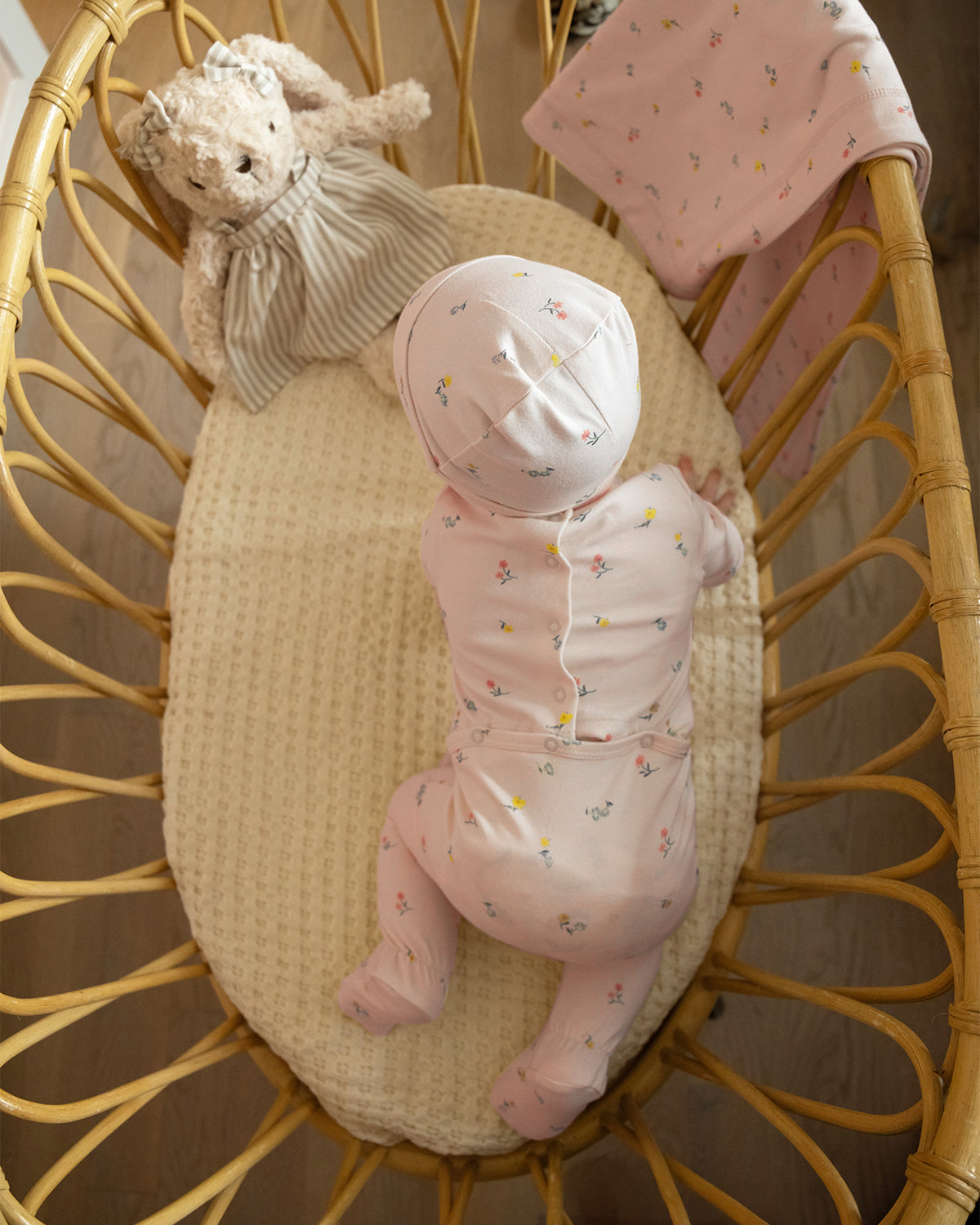 3 Piece Baby Girls "Blossoming Florals" Cotton Rich Footie Set : Color: Blush