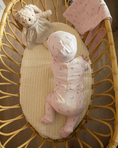 3 Piece Baby Girls "Blossoming Florals" Cotton Rich Footie Set : Color: Blush