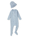 2 Piece Baby Double-Breasted Sweater Rib Footie Set : Color: Blue