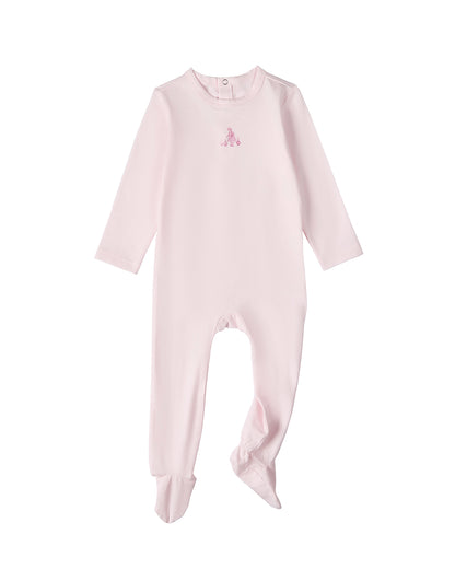 2 Piece Baby Girls "Girl And Her Waddling Ducks" Cotton Rich Footie Set : Color: Baby Pink