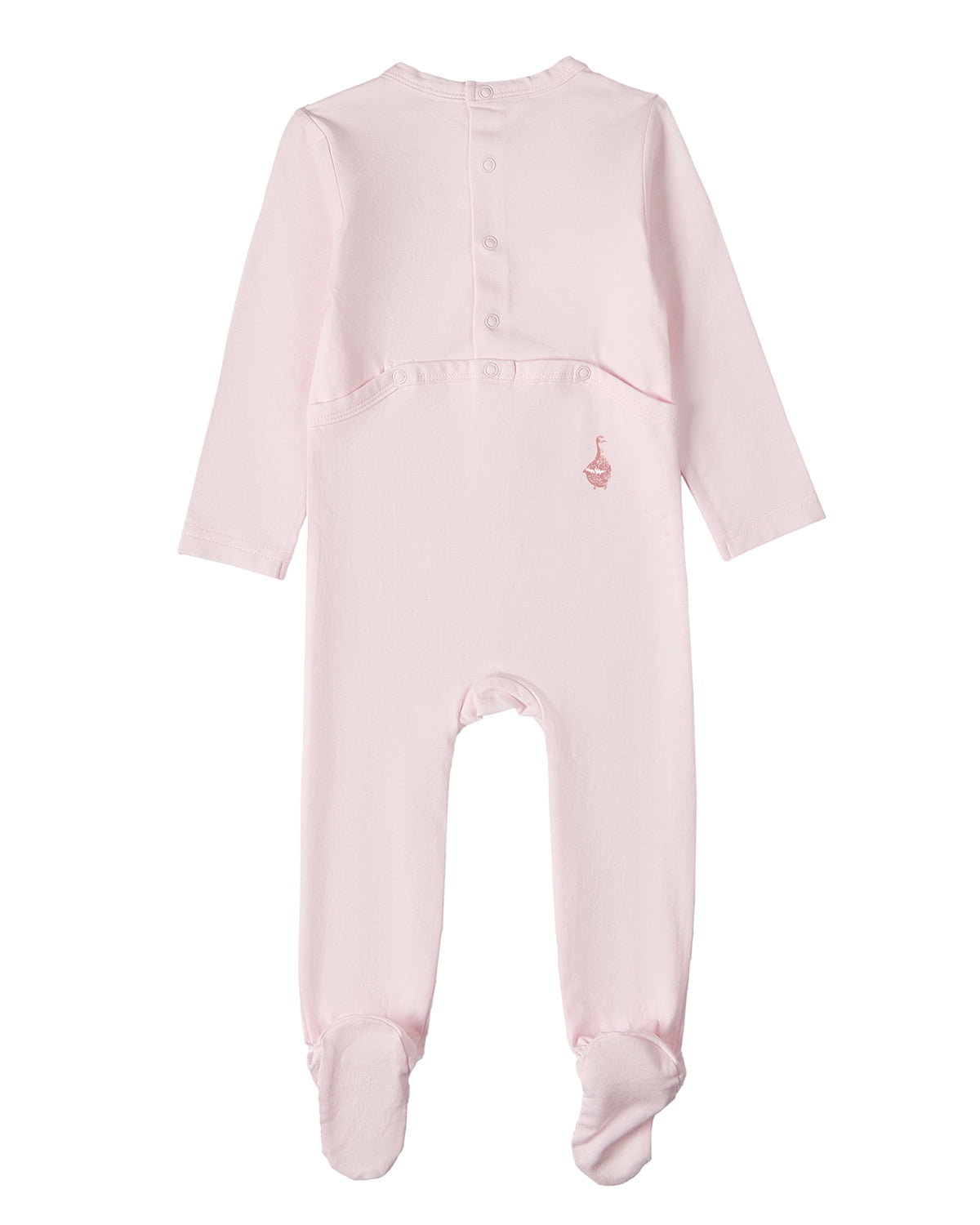 2 Piece Baby Girls "Girl And Her Waddling Ducks" Cotton Rich Footie Set : Color: Baby Pink