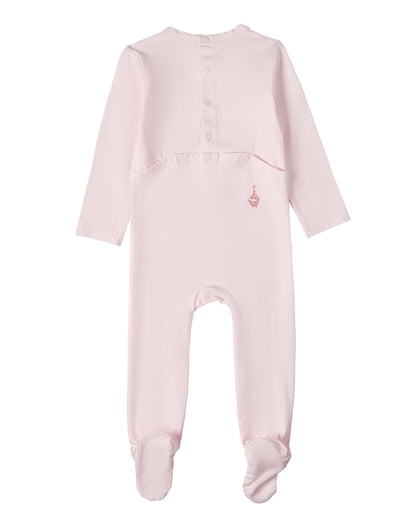 2 Piece Baby Girls "Girl And Her Waddling Ducks" Cotton Rich Footie Set : Color: Baby Pink
