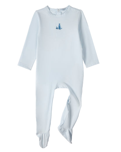 2 Piece "Boy And His Waddling Ducks" Cotton Rich Footie Set : Color: Pearl Blue