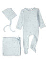 3 Piece Baby Boys "Clouds of Happiness" Cotton Rich Footie Set : Color: Blue