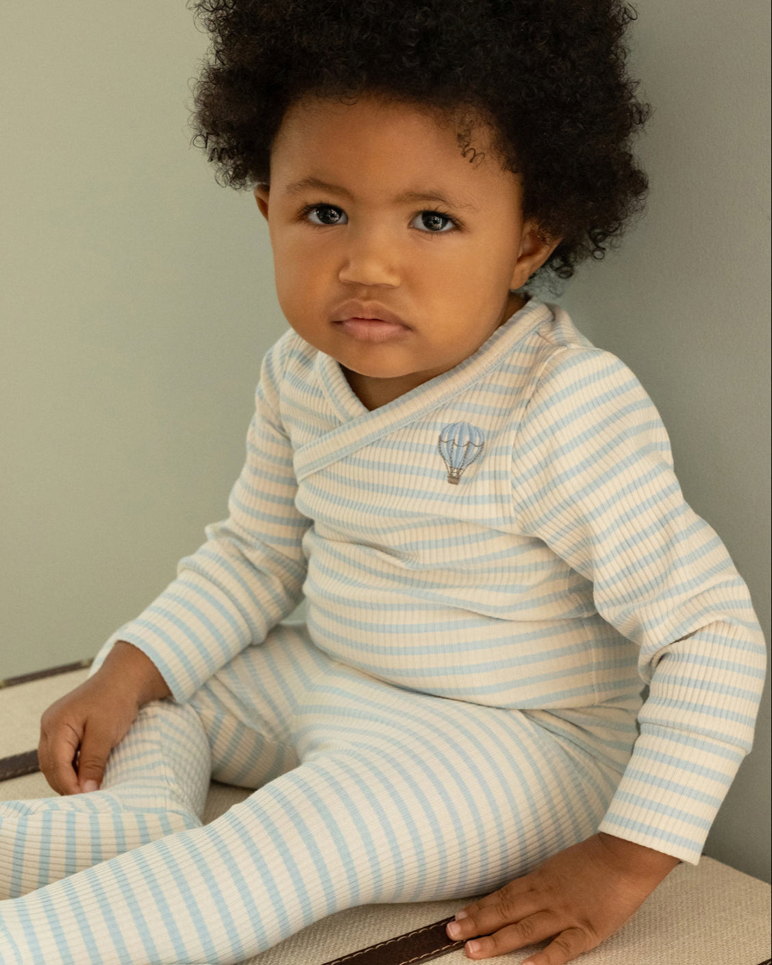 3 Piece Infant Striped "Hot Air Balloon" Modal Blend Bodysuit Set : Color: Pink