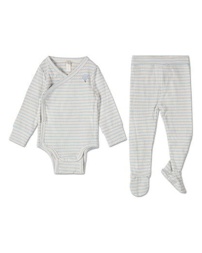 2 Piece Baby and Toddler "Hot Air Balloon" Striped Modal Blend Bodysuit Set : Color: Blue
