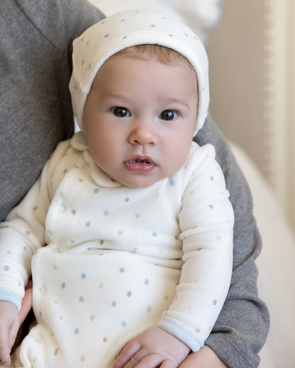 2 Piece Baby Boys "Playful Dots" Velour Footie Set : Color: Marshmallow