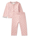 2 Piece Baby and Toddler Girls Reversible "Sweet Cherry" 100% Cotton Pointelle Snap-Up Top and Pants Set : Color: Pink