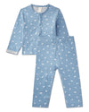 2 Piece Baby and Toddler Boys Reversible "Sail Away" 100% Cotton Pointelle Snap-Up Top and Pants Set : Color: Blue