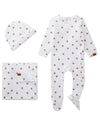 3 Piece Baby Girls "Flower Bud" Ribbed Cotton Rich Footie Set : Color: Winter White