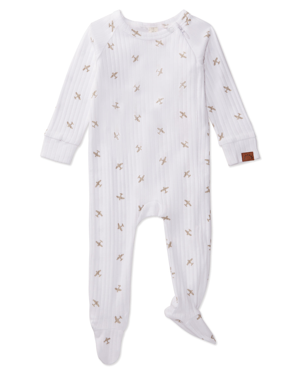 3 Piece Baby Boys "Airplane" Ribbed Cotton Rich Footie Set : Color: Winter White