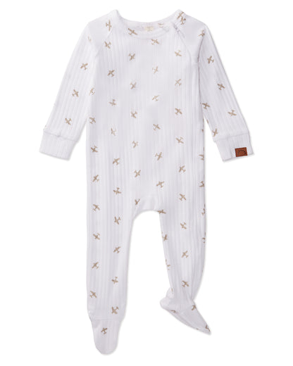 3 Piece Baby Boys "Airplane" Ribbed Cotton Rich Footie Set : Color: Winter White