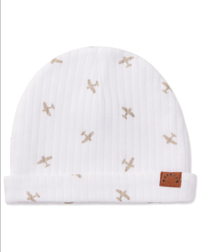 3 Piece Baby Boys "Airplane" Ribbed Cotton Rich Footie Set : Color: Winter White