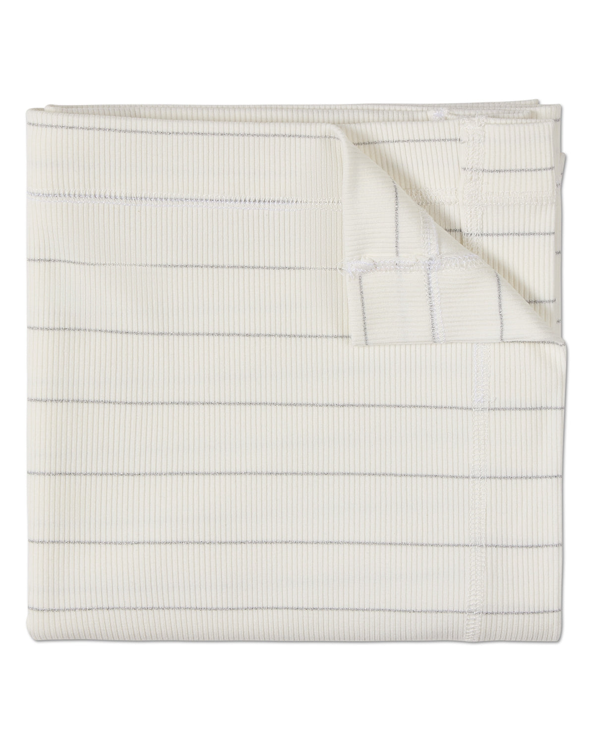 3 Piece Unisex Baby Ribbed Shimmer Stripe Footie Set : Color: White