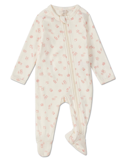 Baby and Toddler "Love is Home" Cotton Blend Zippered Footie : Color: Pink