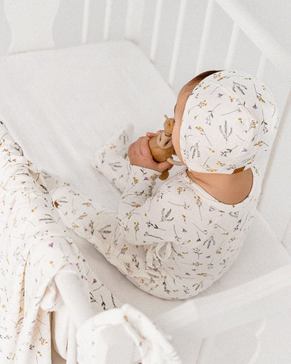 4 Piece Baby Girls "Pretty Petals" Rayon Blend Pointelle Footie Set : Color: Winter White