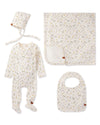 4 Piece Baby Girls "Pretty Petals" Rayon Blend Pointelle Footie Set : Color: Winter White