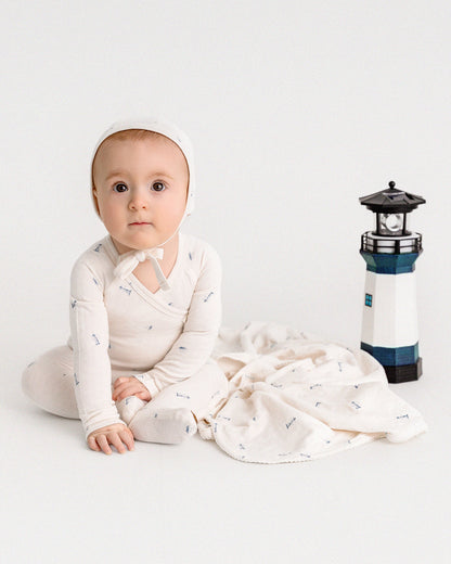4 Piece Baby Boys "Lighthouse" Rayon Blend Pointelle Footie Set : Color: Winter White