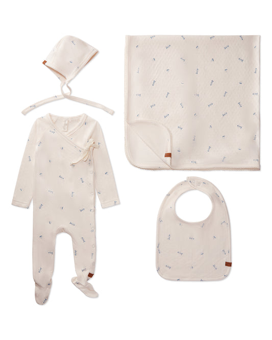4 Piece Baby Boys "Lighthouse" Rayon Blend Pointelle Footie Set : Color: Winter White