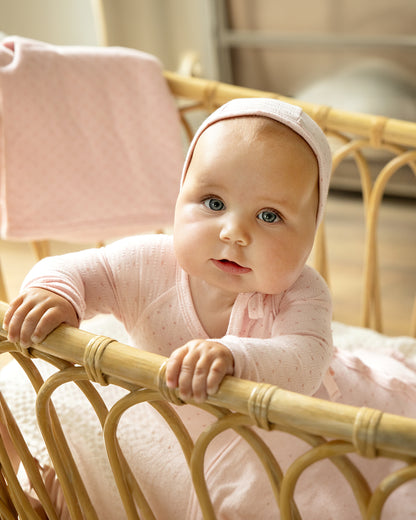 Baby and Toddler Girls "Little Hearts" Pointelle Rayon from Bamboo Blend Footie : Color: Pink