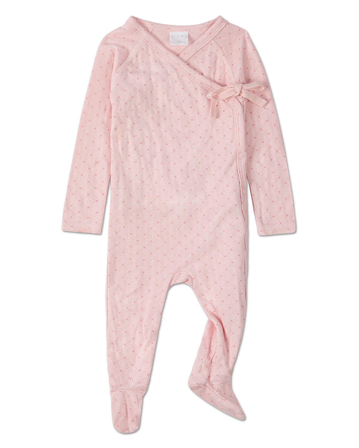 3 Piece Baby Girls "Little Hearts" Pointelle Rayon Blend Footie Set : Color: Pink