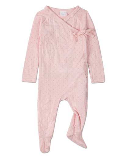 3 Piece Baby Girls "Little Hearts" Pointelle Rayon Blend Footie Set : Color: Pink