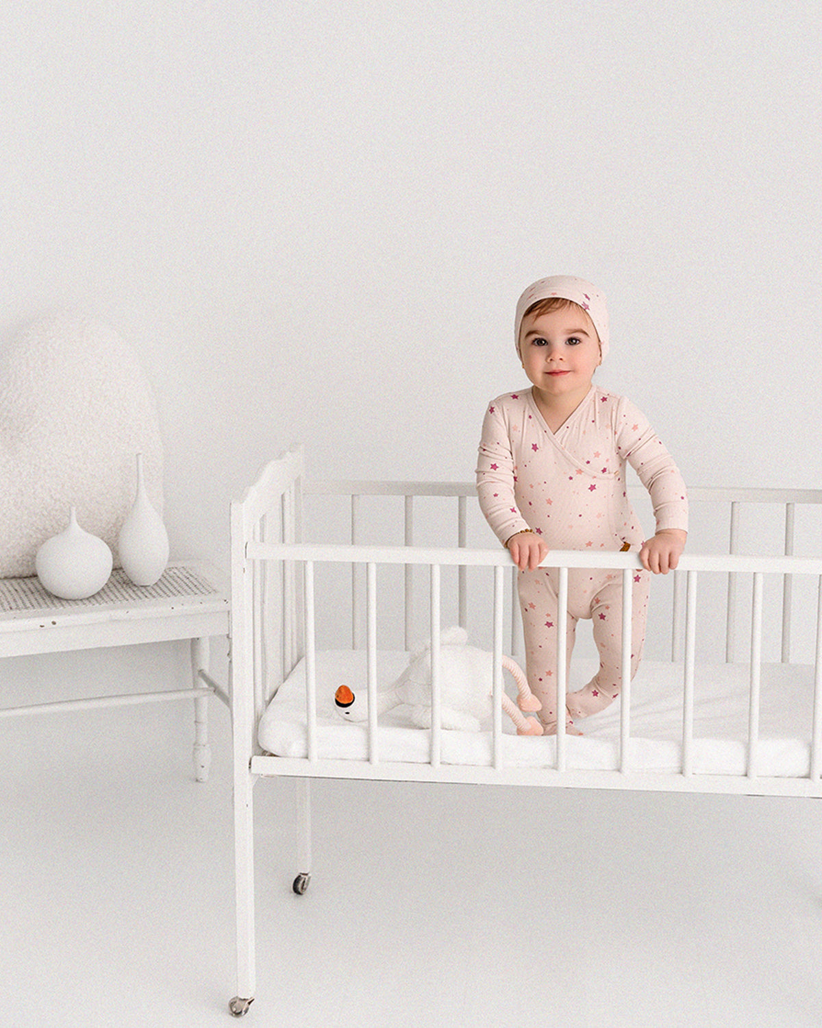 Ribbed Star Footie Set : Color: Rose