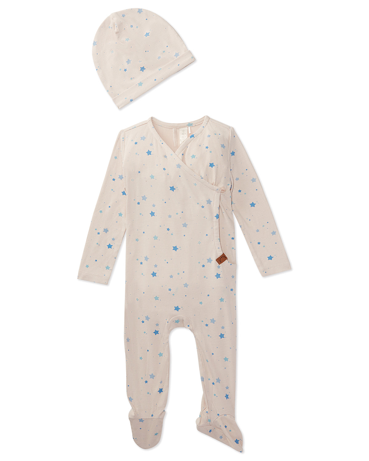 Ribbed Star Footie Set : Color: Blue Bell