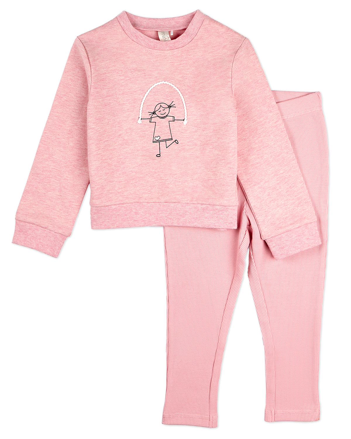2 Piece Baby and Toddler Girls "Catch Me If You Can, I'm Jumping Rope" Cotton Rich Legging Set : Color: Rose Pink