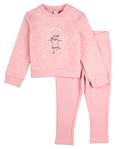2 Piece Baby and Toddler Girls "Catch Me If You Can, I'm Jumping Rope" Cotton Rich Legging Set : Color: Rose Pink