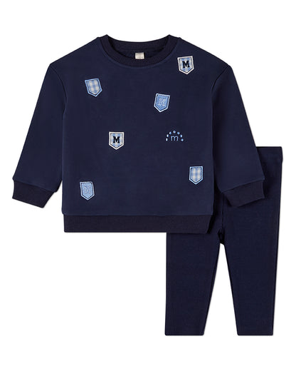 2 Piece Boys Cotton-Rich Sweatshirt Set with Multiple MiniMoi Patches