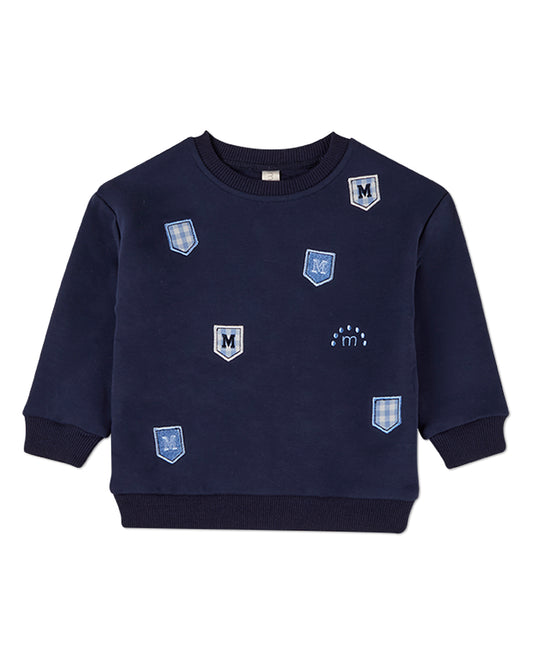 2 Piece Boys Cotton-Rich Sweatshirt Set with Multiple MiniMoi Patches