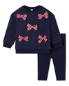 2 Piece Girls "The Gingham Bow" Cotton-Rich Sweatshirt and Pants Set