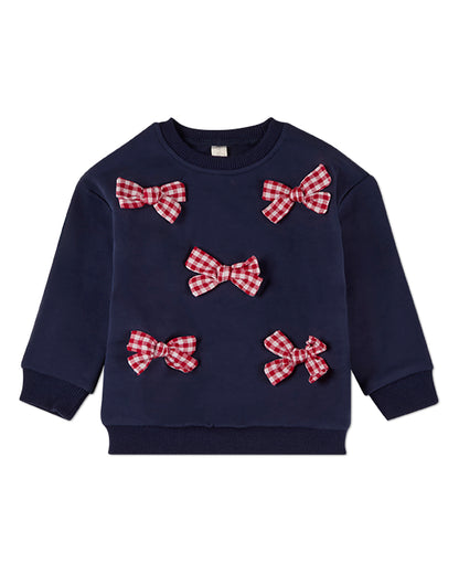 2 Piece Girls "The Gingham Bow" Cotton-Rich Sweatshirt and Pants Set