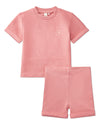 2 Piece Baby and Toddler "Feel The Beat" Stretch Cotton Tee and Shorts Set : Color: Dusty Rose