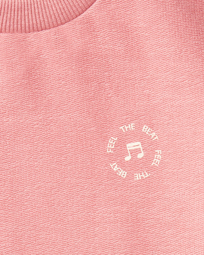 2 Piece Baby and Toddler "Feel The Beat" Stretch Cotton Tee and Shorts Set : Color: Dusty Rose
