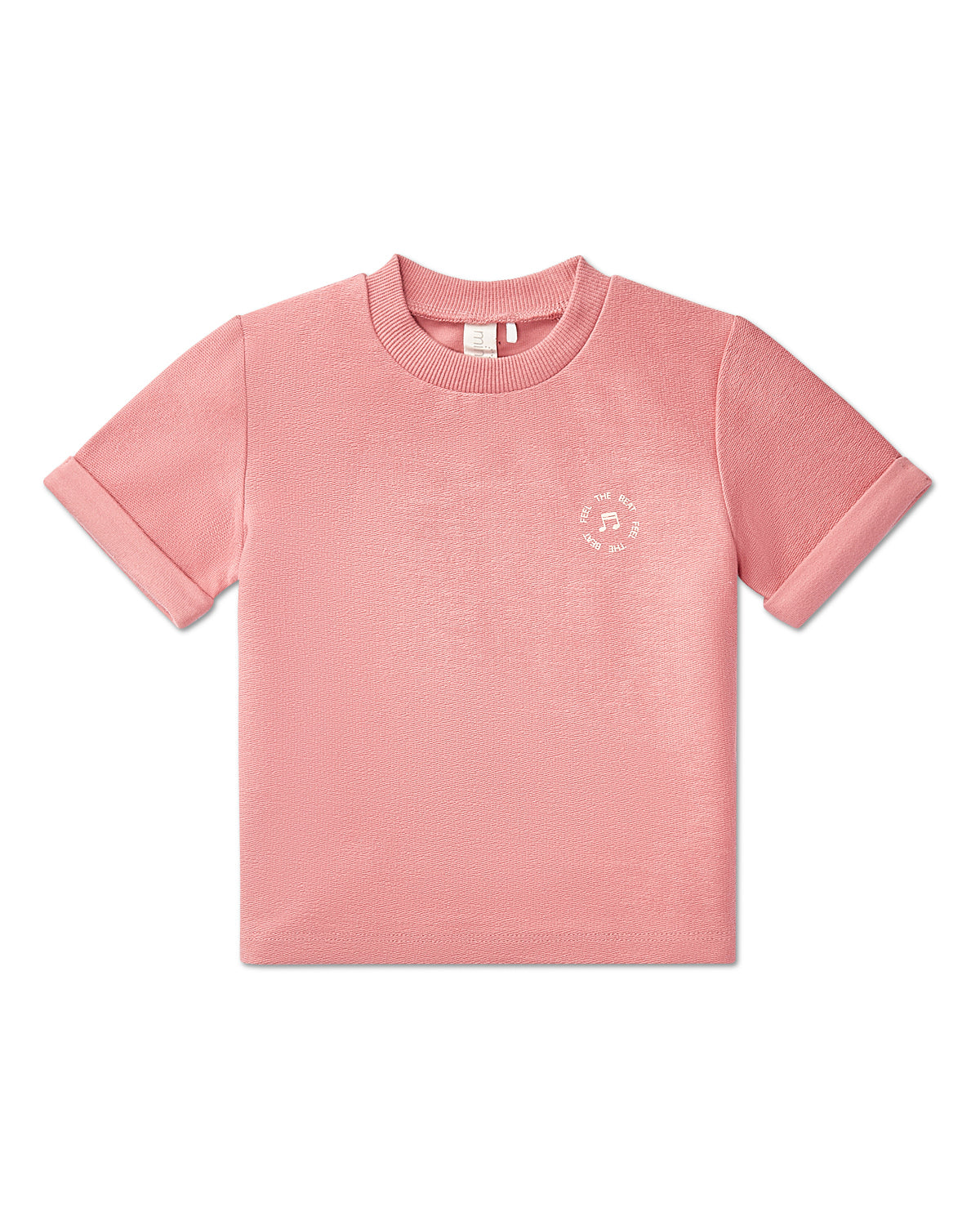2 Piece Baby and Toddler "Feel The Beat" Stretch Cotton Tee and Shorts Set : Color: Dusty Rose
