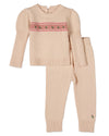 2 Piece Baby and Toddler Girls "Tiptoe Through The Tulips" 100% Cotton Knit Embroidered Legging Set : Color: Pink Multi