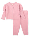 2 Piece Baby and Toddler Girls "Juliet" Mixed Knit Cardigan and Legging Set : Color: Bridal Rose