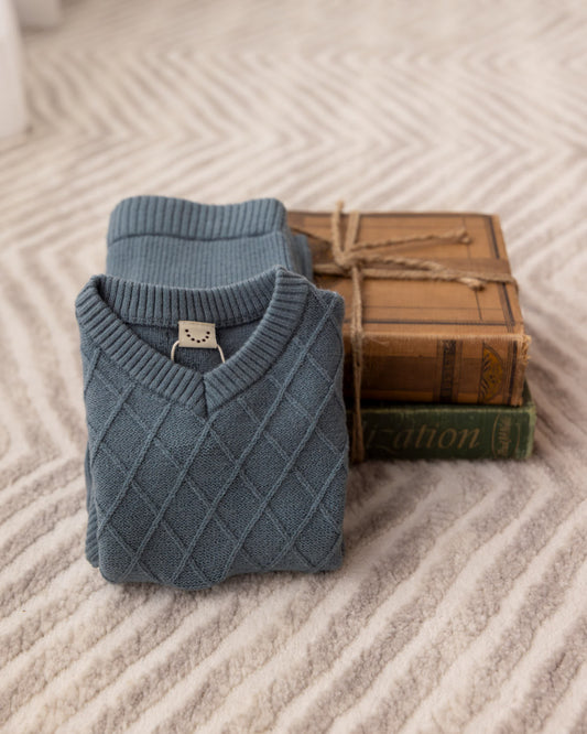 2 Piece Baby and Toddler Boys "Romeo" Mixed Knit Pullover Sweater Set