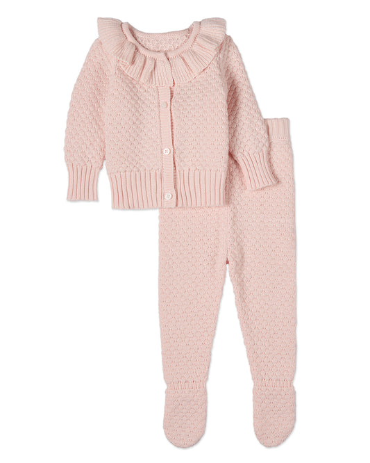 Girls Knit 2 Pc Cardigan set : Color: Baby Pink