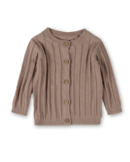 Baby and Toddler 3D Knit 100% Cotton Ribbed Long-Sleeve Cardigan