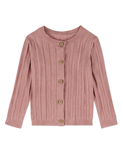 Baby and Toddler 3D Knit 100% Cotton Ribbed Long-Sleeve Cardigan