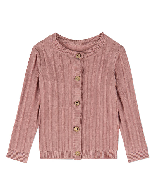 Baby and Toddler 3D Knit 100% Cotton Ribbed Long-Sleeve Cardigan