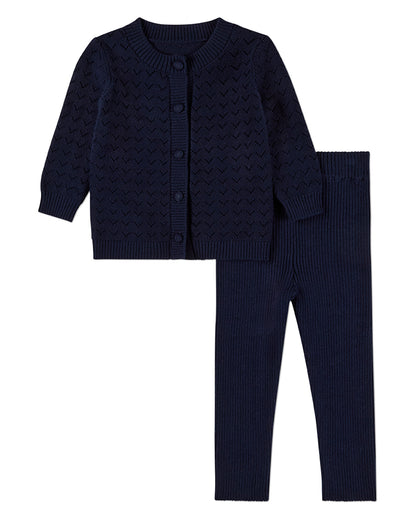 2 Piece Baby and Toddler Boys 100% Cotton Chevron Knit Cardigan Set