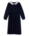 Girls 100% Cotton Maxi Dress with Scalloped Pop Collar and Bow Accents