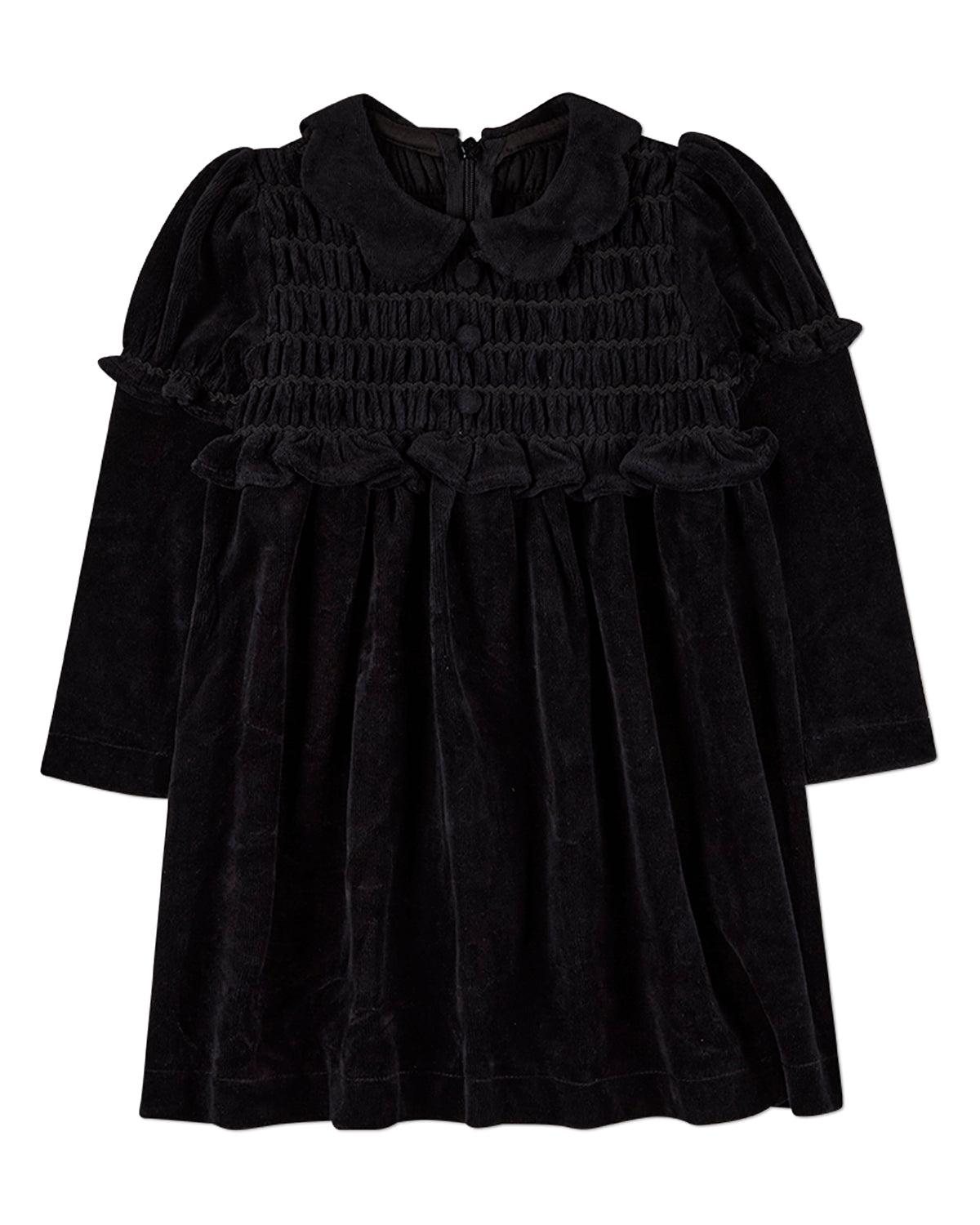 Girls Cotton-Rich Velour Smocked Knee-Length Short Dress