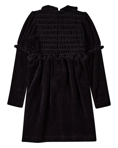 Girls Cotton-Rich Velour Smocked Below-Knee Long Midi Dress