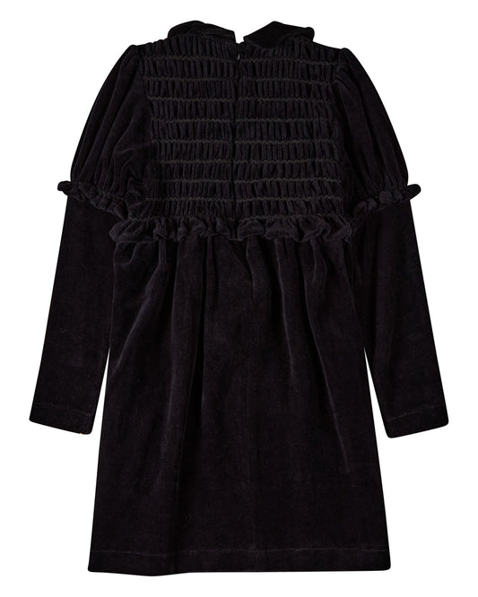 Girls Cotton-Rich Velour Smocked Below-Knee Long Midi Dress