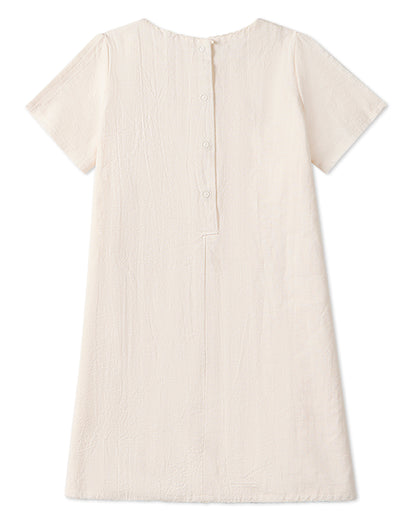Girls "The Most Perfect Bows" Embroidered Cotton Short-Sleeve Dress